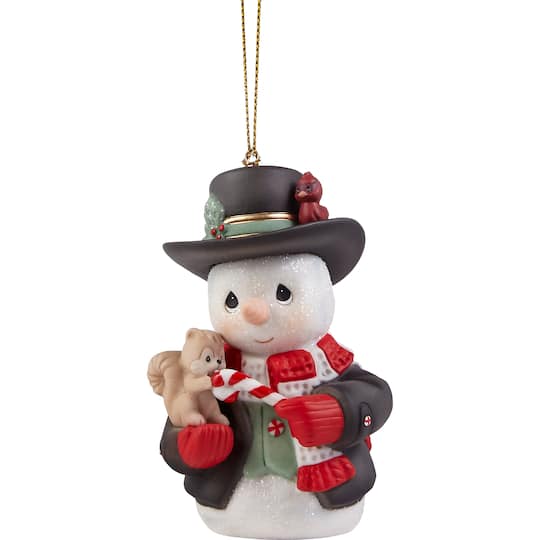Precious Moments 3.5&#x22; Wishing You a Sweet Season Annual Snowman Bisque Porcelain Ornament